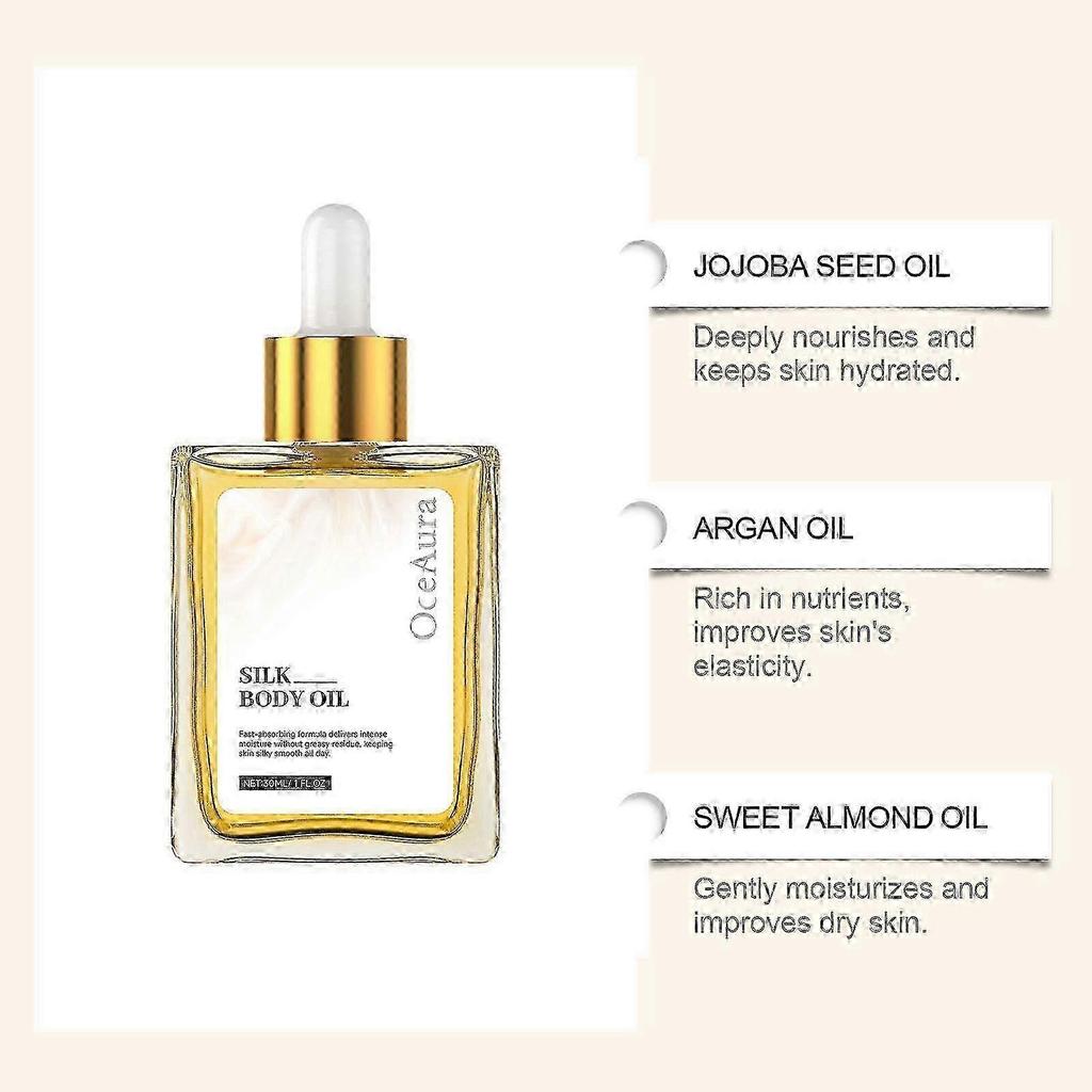 3X Silk Body Oil- Firming Anti Aging Moisturizing Formula, Crepey Skin Hydrating After Shower, Scented Blend Premium Skincare