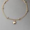 Hot-selling heart-shaped summer beach round bead chain foot decoration fashion double-layer peach heart love pendant anklet