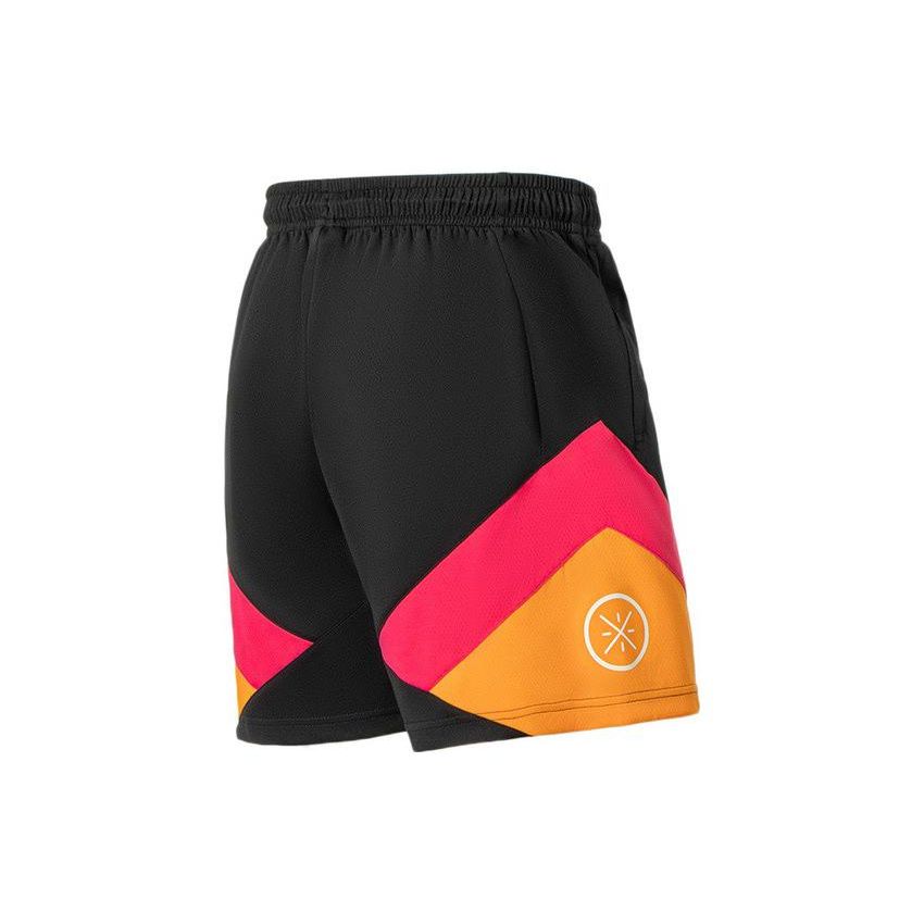 Li-Ning Wade Series Contrast Letter Print Straight Casual Shorts Men Bottoms Black Red AAPS041-9