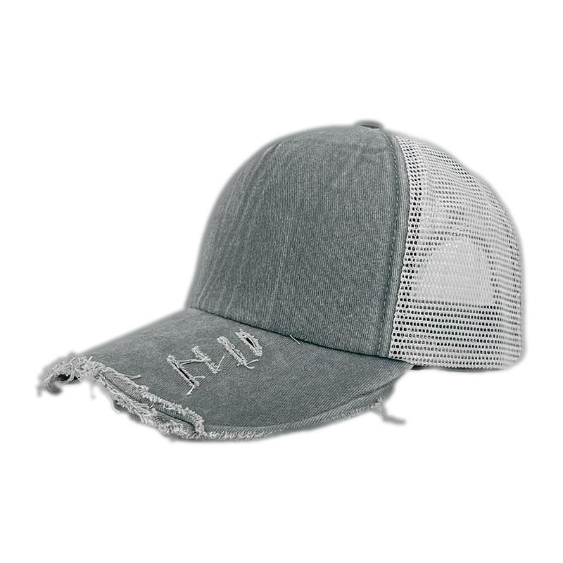 Ripped Fashion Denim Baseball Hat With Breathability Design For Casual Use Daily