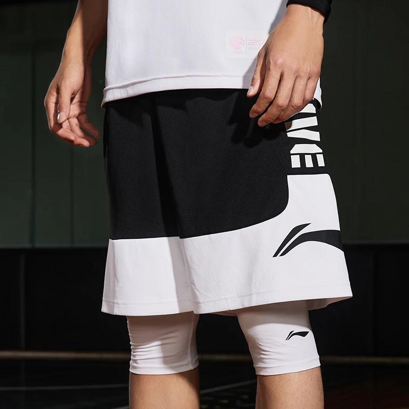 Li-Ning Badfive Series Logo Print Sweat-Absorbent Comfortable Loose Sports Casual Shorts Men Bottoms Gray Cold-Tan Black AAPS031-6