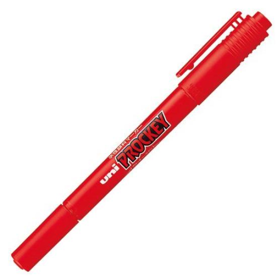 Mitsubishi Pencil Extra Fine Fine Round Red Pro-Key Water-Based Markers, + Tip, PM-120T.15, (5 Markers)