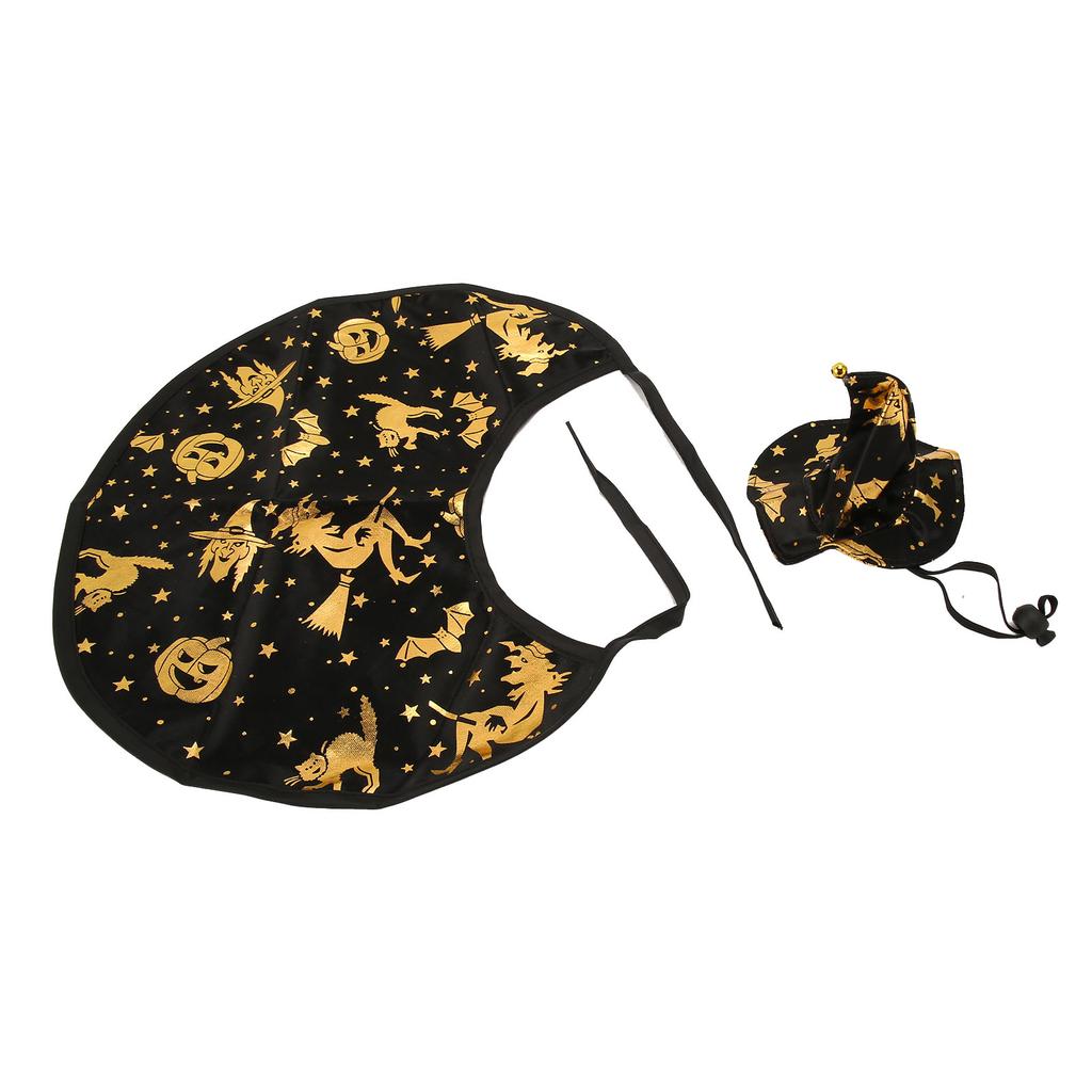 Halloween Cat Costumes Stylish Innovative Pumpkin Bat Print Cat Dog Wizard Hat Cloak Set for Cats