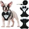 Christmas Dog Harness Vest with Bow Tie No Pull Leash Formal Puppy Harness for Wedding