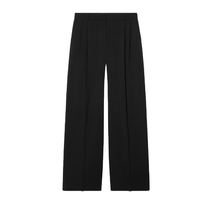 Double Breasted Suit with Padded Shoulder Outwear 2129095 Pleated Wide Leg High Waist Casual Trousers 2125095
