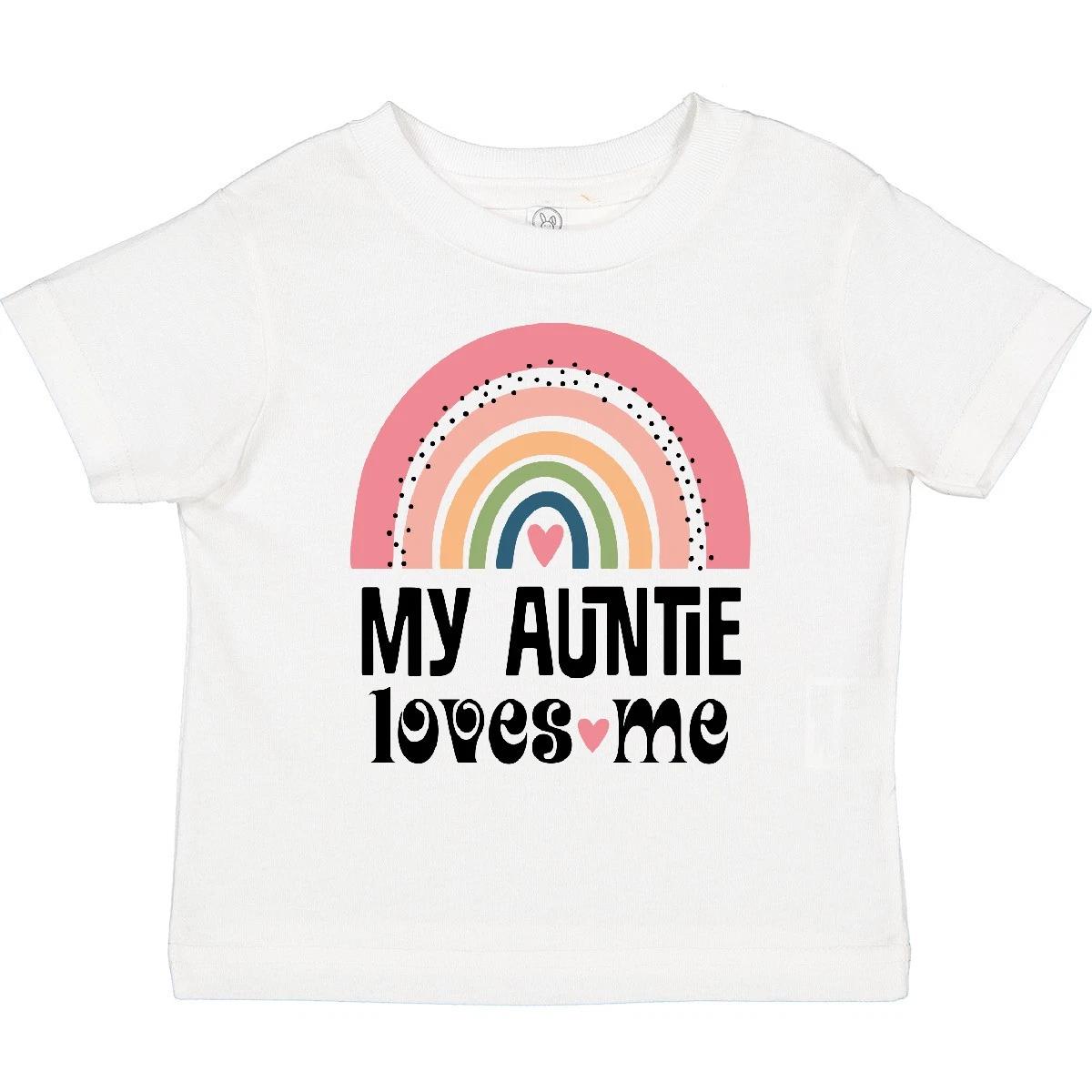 

Inktastic My Auntie Loves Me Niece Rainbow Toddler kids boys T-Shirt Girls Aunt Outfit Kid 110