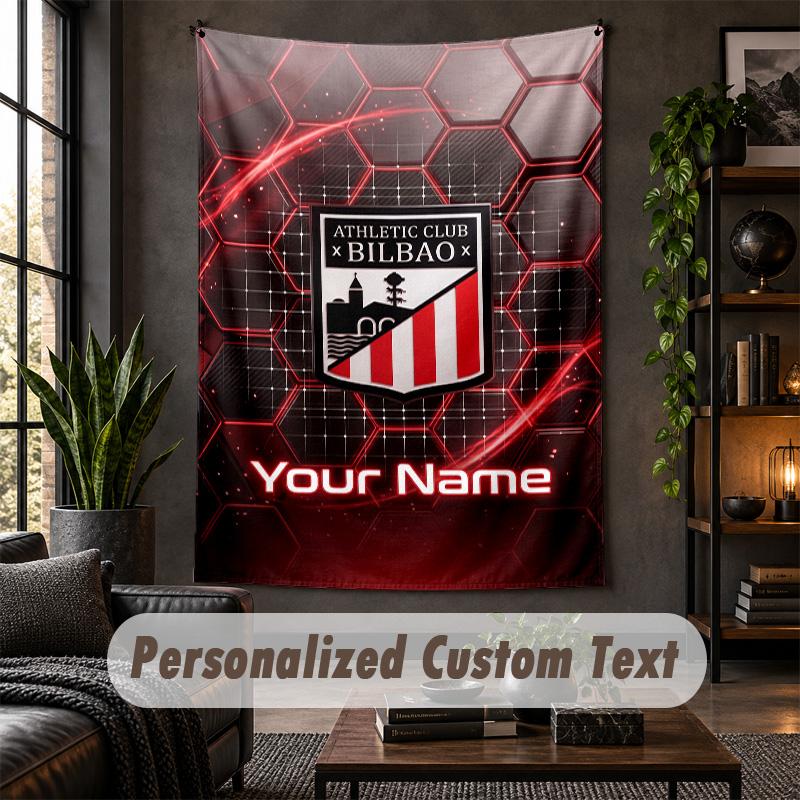 Wall Tapestry Athletic Bilbao FC Print Custom Name Text Wall Hanging Home Decor