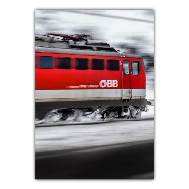Nordic City Sign Building Landscape Canvas Painting Train Poster In Snow Office Living Room Bedroom Home Decoration Mural No Frame
