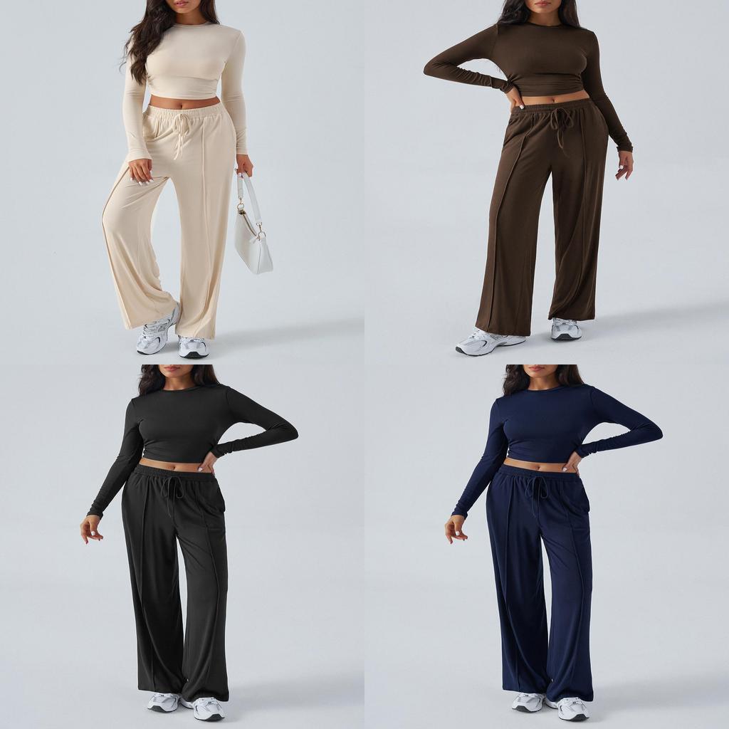 Pure Color Casual Pants For Women With Wide Leg Design For Autumn Winter Comfort