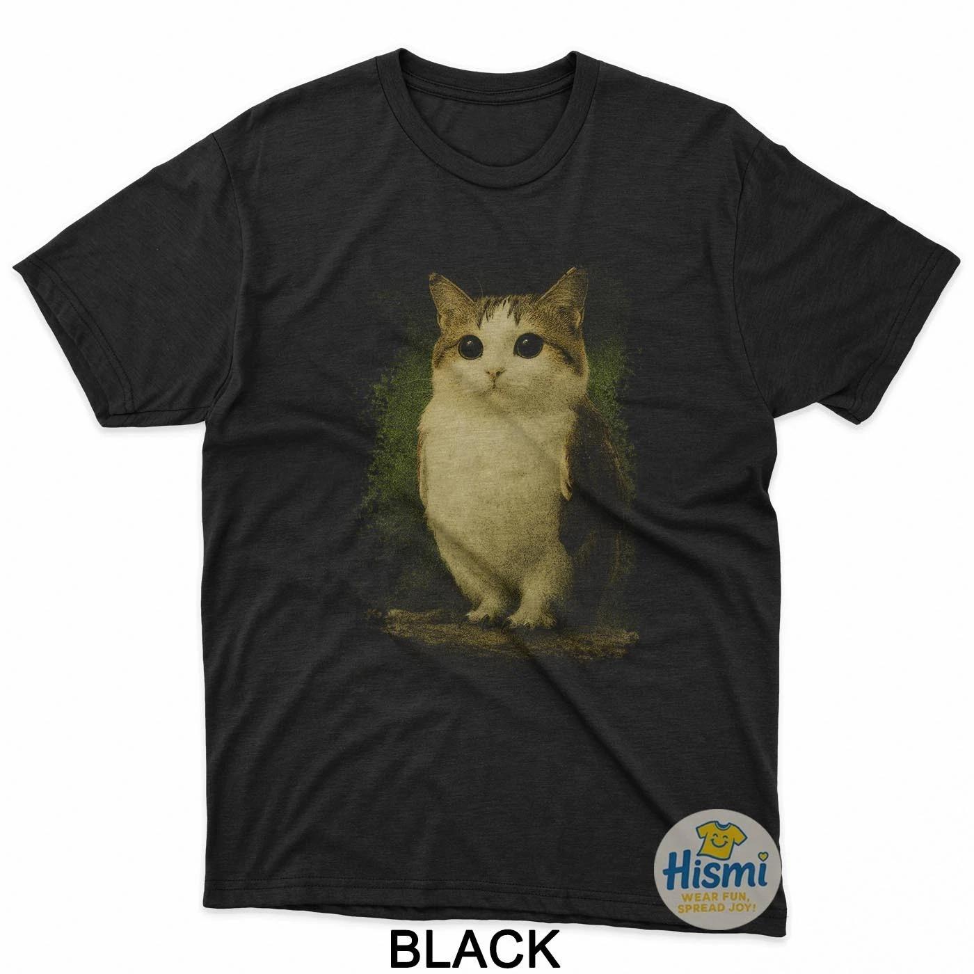 Meowl Cat Vintage T Shirt Funny Y2K Cat Owl Meme T-Shirt L