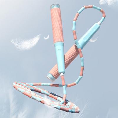 Skipping Rope Adjustable Soft Beaded Slub Design Portable Jumping Training Rope for Adult