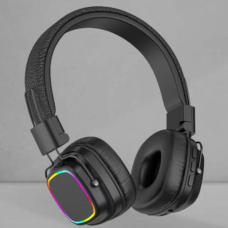 Retro Trendy Wireless Headphone Bluetooth 5.3 Long Battery Life Stereo Music Sport Foldable OverEar Headset with Noise Reduction RGB Light