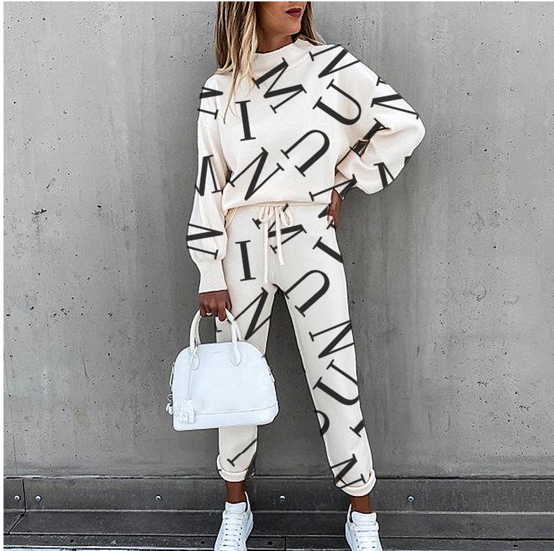 Autumn/Winter 2022 Women's Tie-dye High Neck Long Sleeve Fashion Casual Set