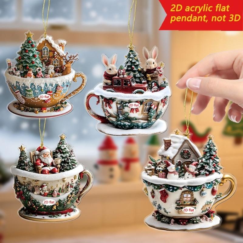 Pack of 4 Shatterproof Christmas Tree Ornaments with Hanging Cord for Indoor Outdoor Holiday Decorations