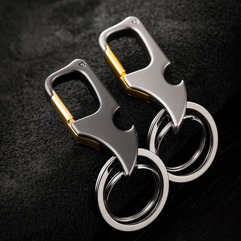 Portable Camping Can Opener Camping Travel Stainless Steel Can Opener Keychain 2-In-1 Multi-Function Beer Bottle Jar Opener Tool