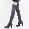 European & American Plus Size Over-the-Knee High Heel Pointed Toe Frosted Zipper Women's Boots for Spring & Autumn Winters