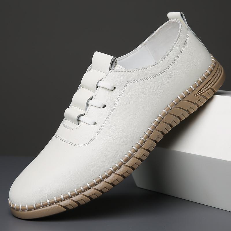 

[Manual sewing] Soft leather soft sole/men s one-pedal casual little white shoes Douyin manufacturer direct 38 белый