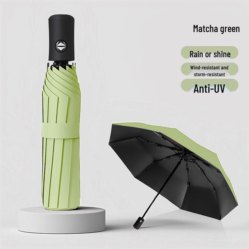 24-Rib Automatic Storm-Resistant Folding Umbrella for Sun and Rain