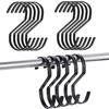 S-shaped Metal Hooks, Stylish, Large, Universal Hooks for Hangers, Set of 10 (Black)