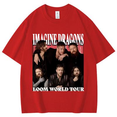 Imagine Dragons Loom World Tour Maglietta Uomo Donna Moda Rock Manica Corta T-shirt Estiva Casual Larga Cotone