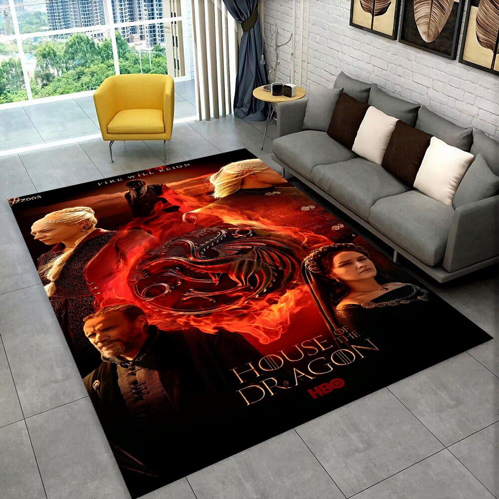 Tappeto Area Tappeto Tappeto TV Film House of The Dragon per Casa Soggiorno Camera da Letto Divano Zerbino Decorazioni, Tappetino Antiscivolo per Giochi Bambini 3D