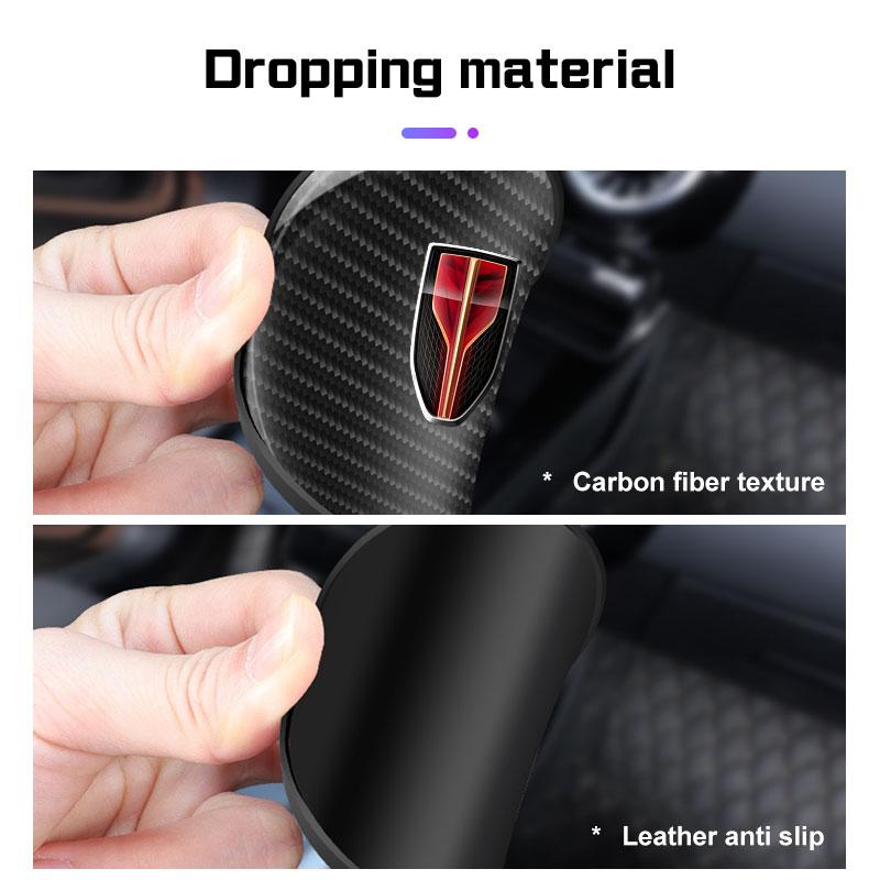 2 Stück Kohlefaser Leder Auto-Getränkeuntersetzer Wasserschale Matte Für Hongqi H5 H6 H9 E-QM5 HS3 HS5 HS6 HS7 Anti-Rutschmatte Innenraumzubehör