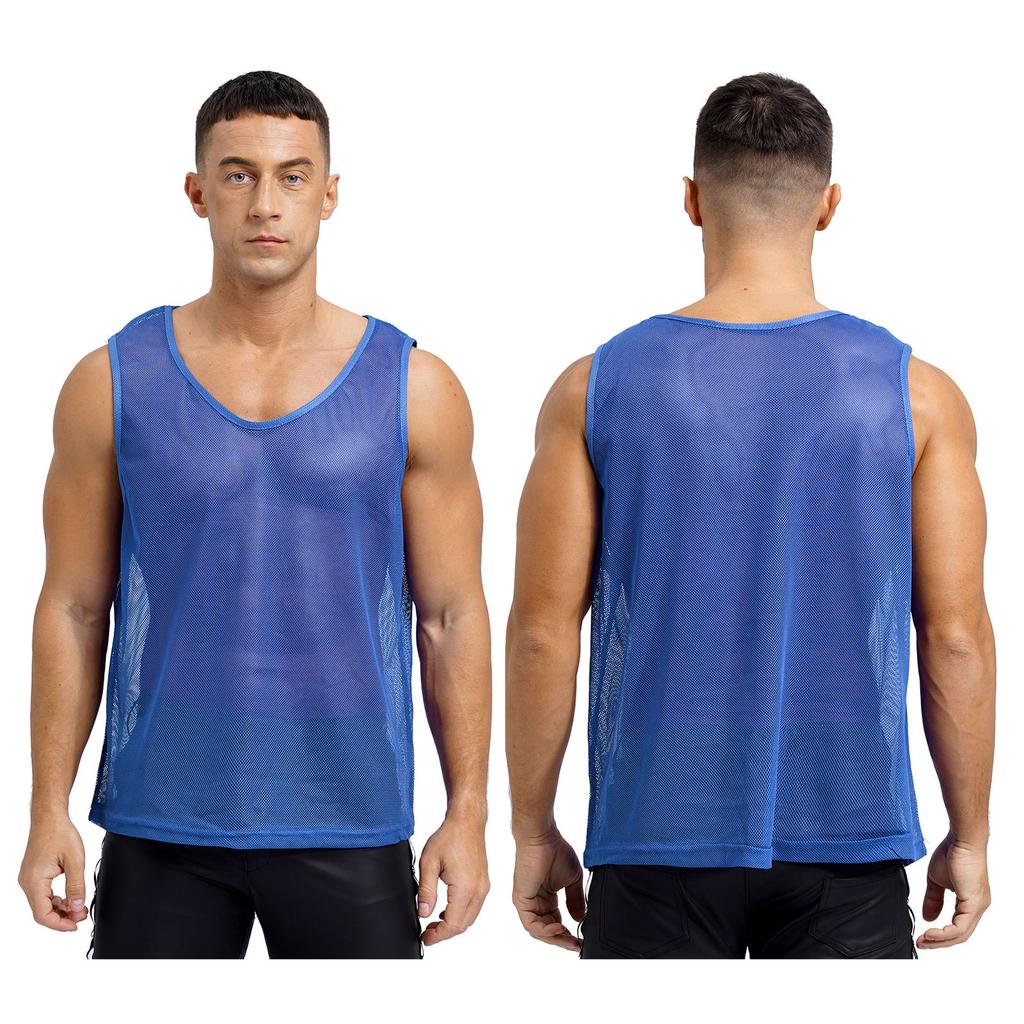 Gilet d'entraînement en maille ajourée pour homme Sport d'équipe Col rond Sans manches Débardeur Musculation Clubwear Tenue de plage