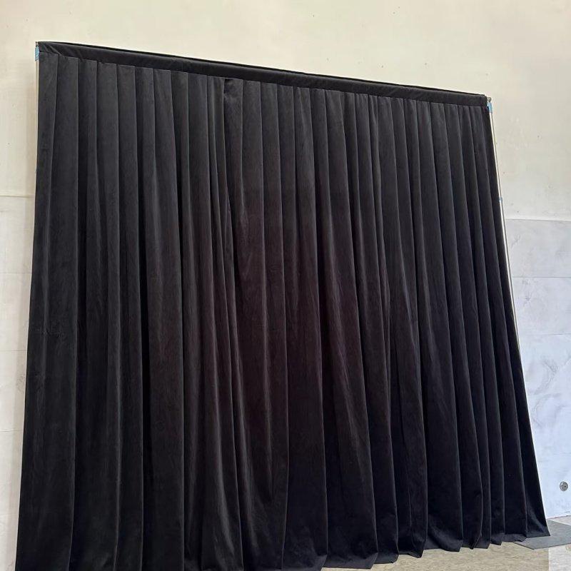 Opaque Wine Red Velvet Wedding Curtain with Gauze Background 3m High 3m Wide
