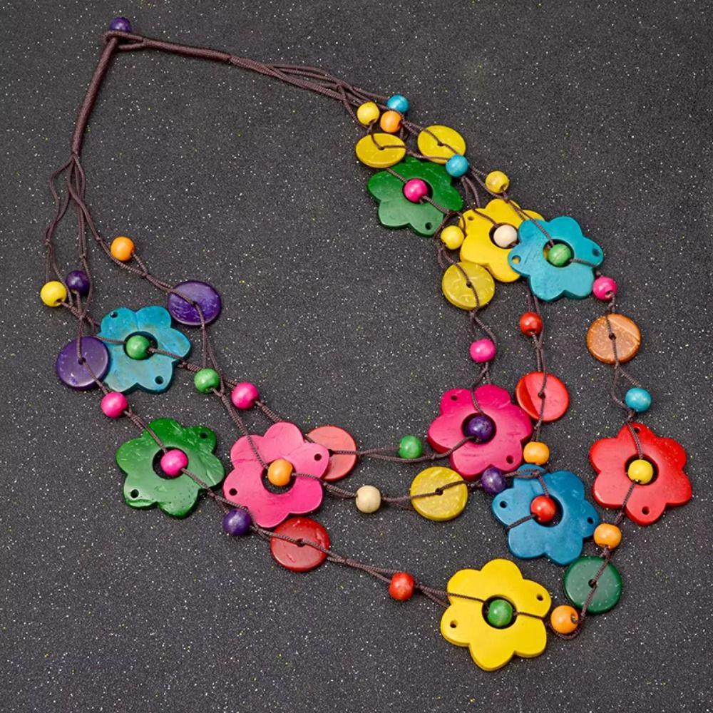 Collana Petalo String Colorata con Perline a Petalo Multi Strato Choker Collana Fiore Donna