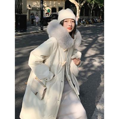 Neue beliebte Mode koreanische Version des großen Pelzkragens Design Sinn Nischentaille Winter verdickte Daunenbaumwolle langen Mantel