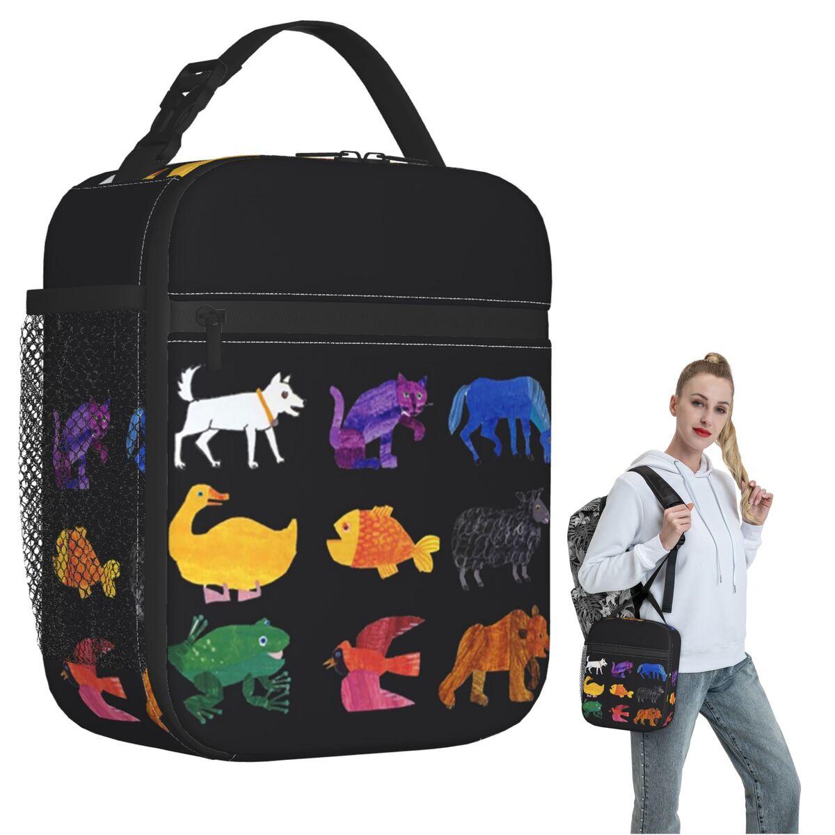 Eric Carle Animals Insulated Lunch Bag for Women Kids Leakproof Food Boxes Thermal Lunch Box Tote One Size