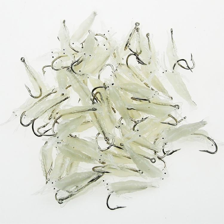 10PCS Appâts de Pêche Crevette Souple Lumineuse avec Hameçons pour Achigan Truite Poisson-chat