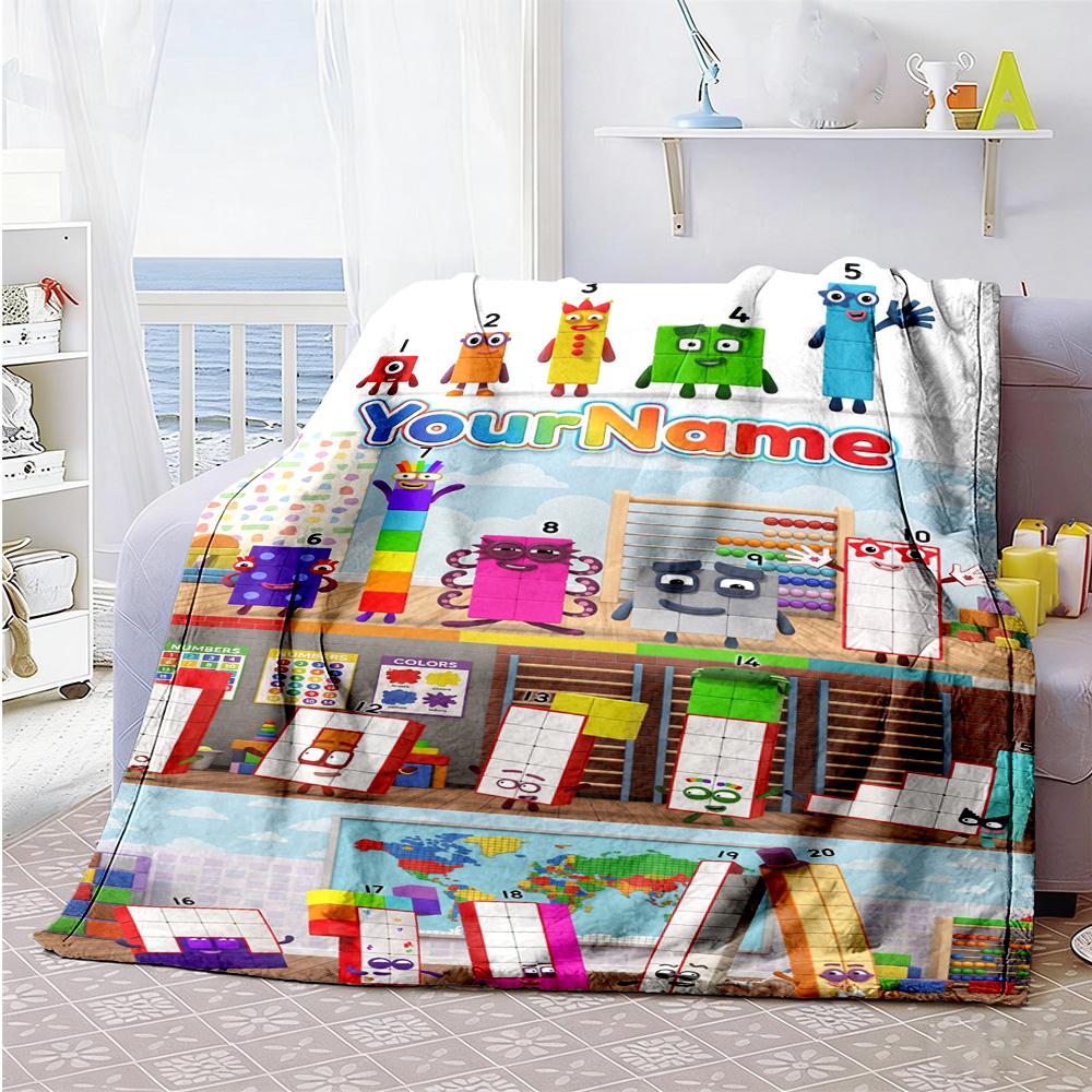Numberblocks Personalized Name Blanket Cozy Customizable Blanket Soft Warm Cozy Suitable for Sofa Bedding Nap Picnics Ideal for All Seasons