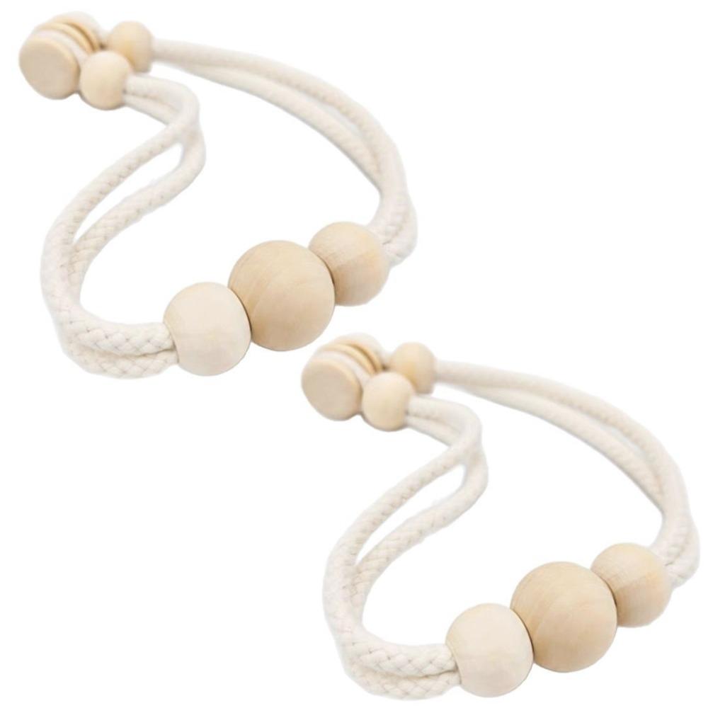 

2Pcs Nordic Magnetic Curtain Binding Strap Woven Solid Wood Curtain Tiebacks Decorative Curtain Clasp Home Decoration