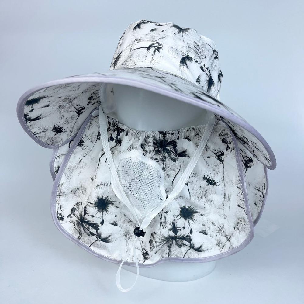 Fashion Flower Bucket Hat Face  Neck Protection Fisherman Hat New Sunscreen Hat  Outdoor Sports