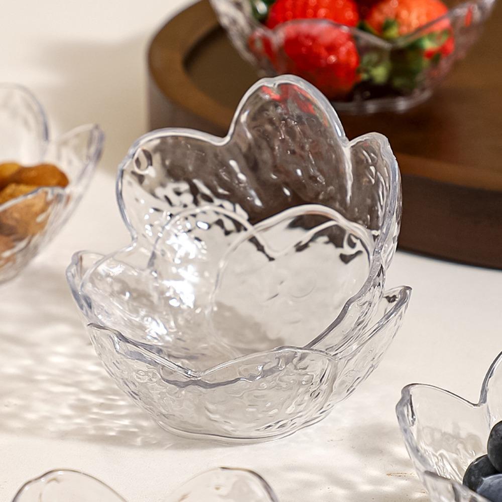 8pcs Hammer Pattern Seasoning Dish Transparent Fruit Salad Bowl Sauce Bowl Ice Cream