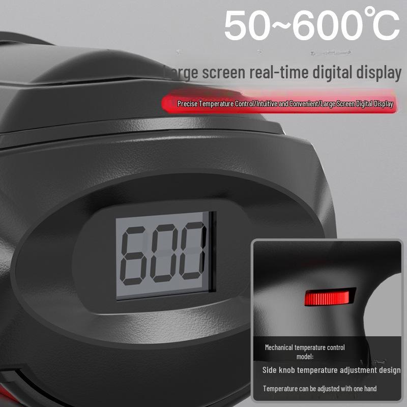 Delixi Electric Digital Display High-Power Hot Air Gun for Temperature Control & Film Shrinking.