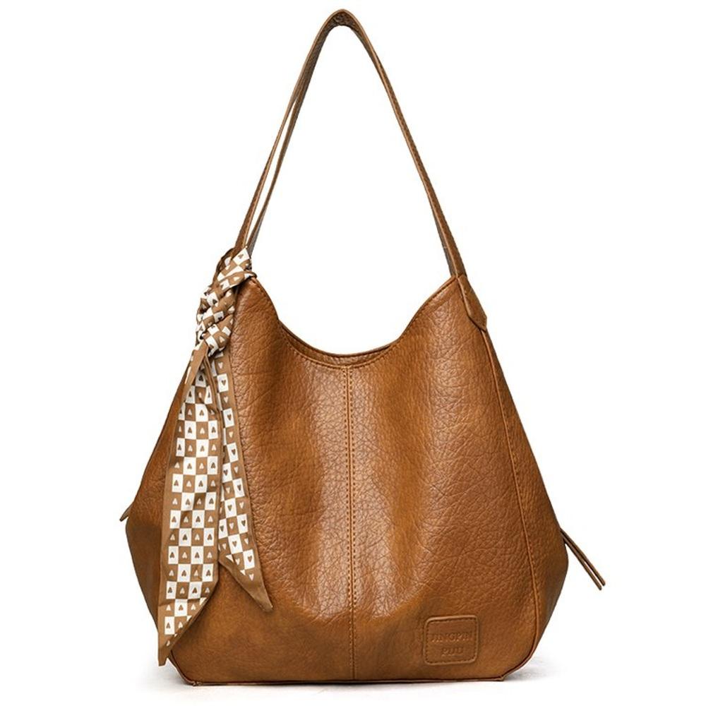 Women s PU Leather Hobo Shoulder Bag Large Capacity Casual Tote Handbag One Size