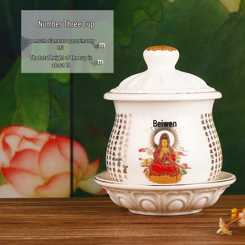 Keramische Opferbecher für Buddha, Guanyin und den Gott des Reichtums - Klein, Perfekt für Weihwasser und zum Anziehen von Reichtum.