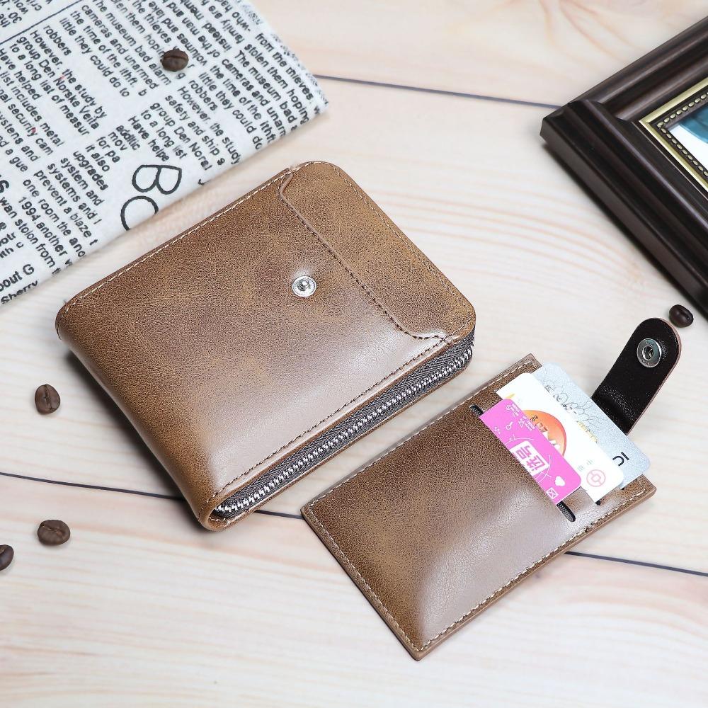 Multifunctional Business Card Bag External PU Leather Card Holder Casual Men Short Wallet  Outdoor