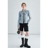 Women's Spring New Design Tie Long Sleeve Split Waisted Denim Shirt Top