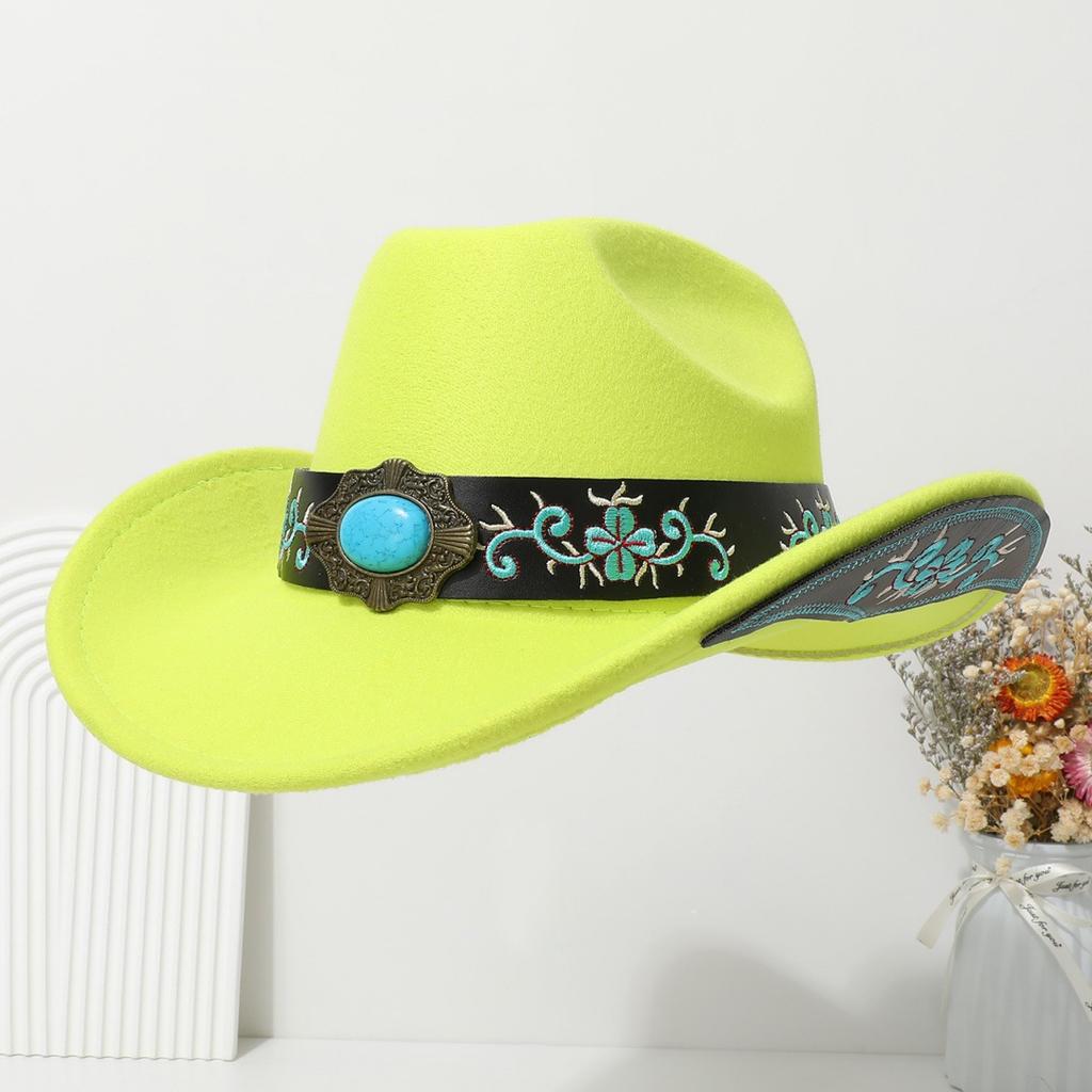 Solid color high-quality woolen hat ethnic style Tibetan men and women versatile travel sunshade top hat Western tide