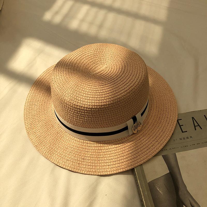 Summer Outdoor Empty Top Hat Solid Color Sun Hat Straw Beach Sun Hat Men