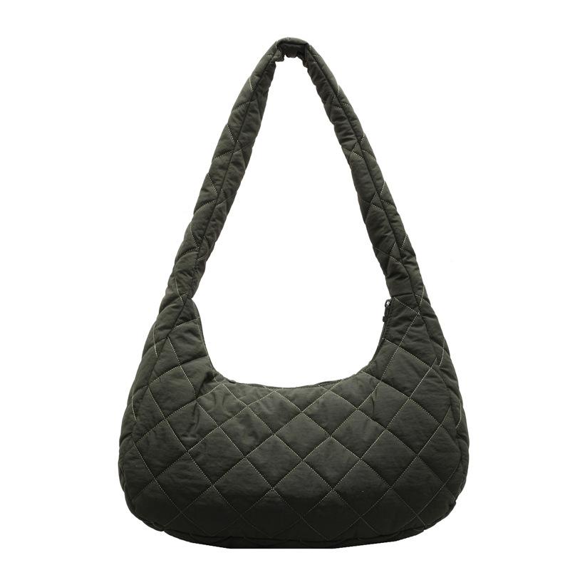 Weiche Oberfläche lässige Rauten-Umhängetasche Damen große Kapazität leichte Mode bestickter Faden Schultertasche Pendler vielseitige Tasche