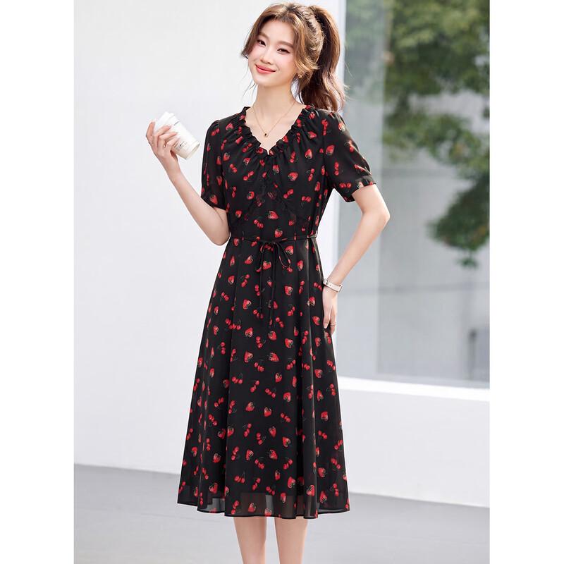 Sanpowa Floral V-Neck Midi Dress L
