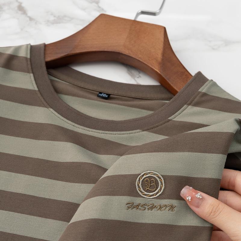 2024 Men's Casual Striped Crew Neck Pullover T-Shirt - Summer Short Sleeve