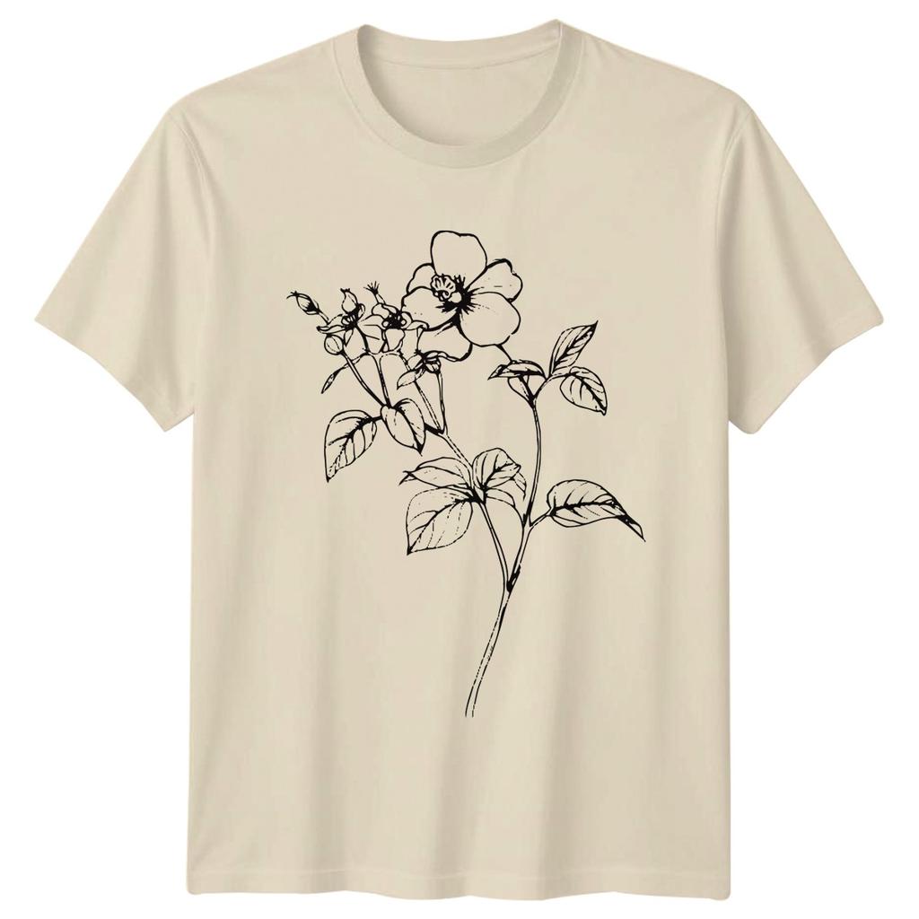 Elegant Wildflower Botanical Illustration Unisexs TShirt Line Art Floral