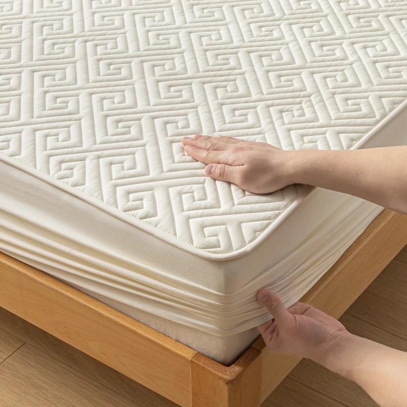 Waterproof Quilted Mattress Protector Cover, Fitted Sheet Waterproof Mattress Cover Cotton Quilted Mattress Pad Topper
