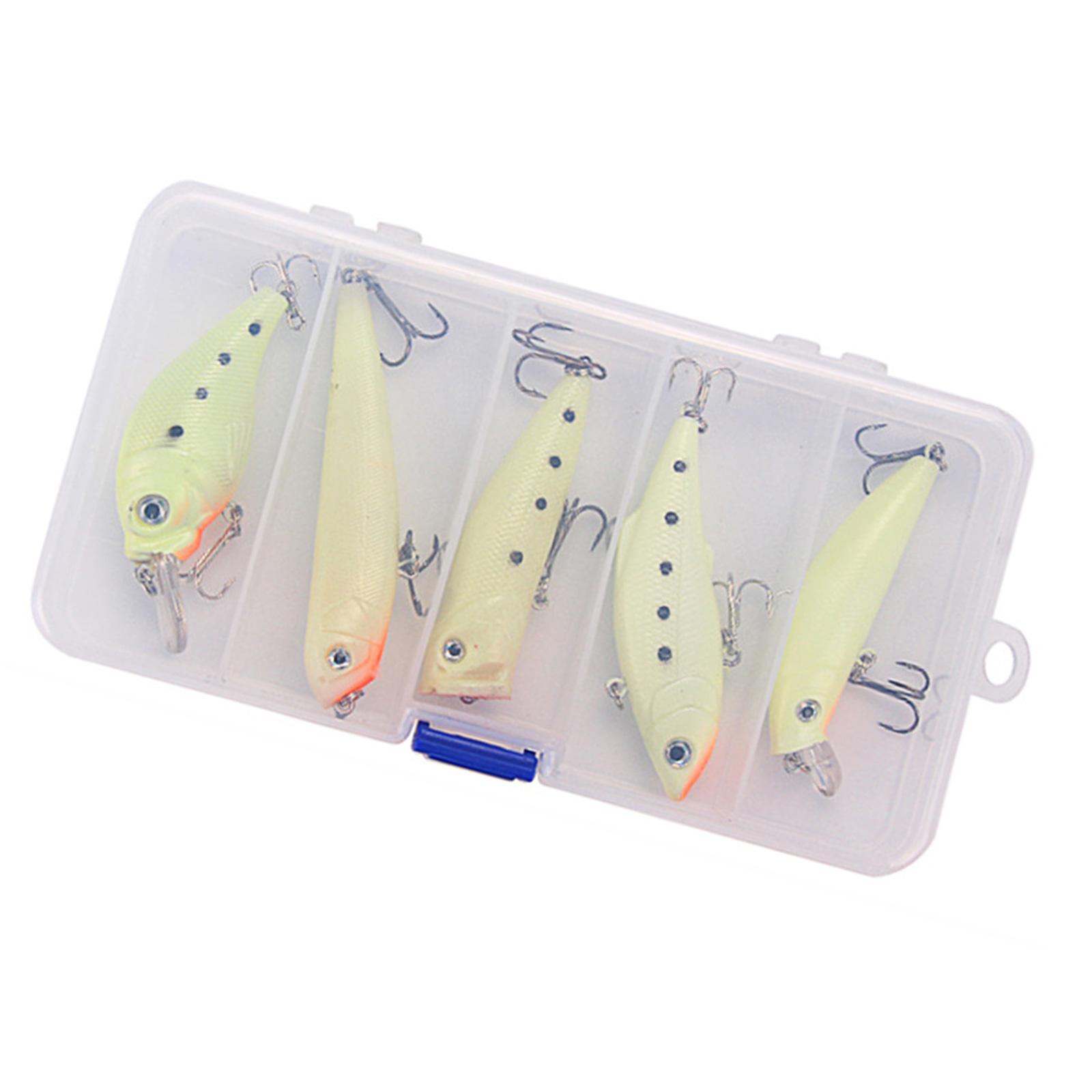 

5Pcs Glow in Dark Crankbait Fishing Lures Bionic Fish Lures Fishing Hard Baits Topwater Lures Trout Bass Fishing Lures