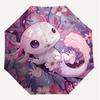 1PC Axolotl Sakura Automatic Open/Close Umbrella with Windproof, 8-Rib Sturdy Canopy, Durable Ribs, Fashionable Design, Outdoor Accessory, Fun Prin, H